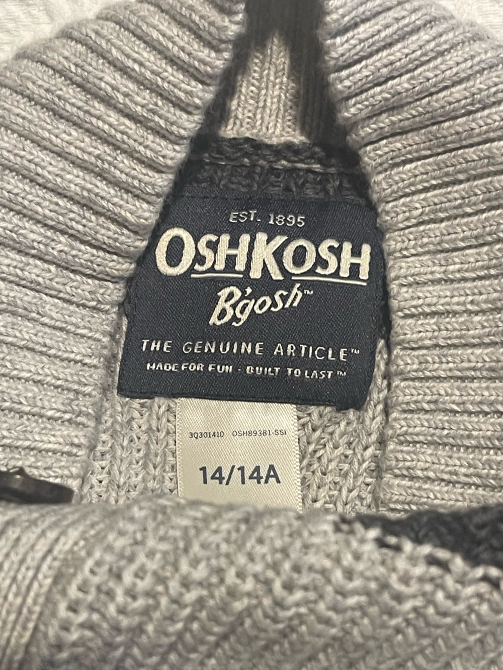 OshKosh B'gosh Boys 14 Gray and Charcoal Striped Henley Crewneck Sweater - Picture 10 of 11